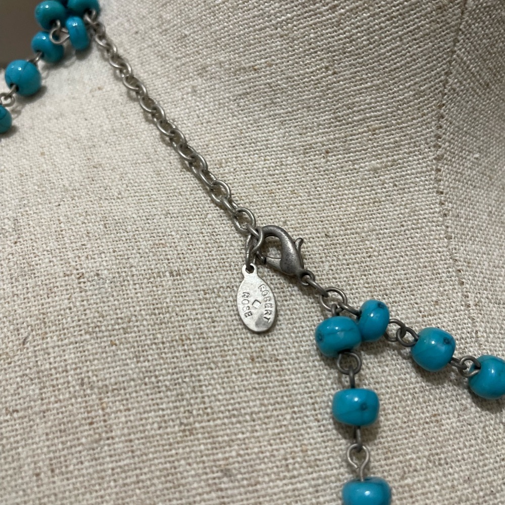 Turquoise Beaded Pendant Statement Necklace NEW - Picture 9 of 10